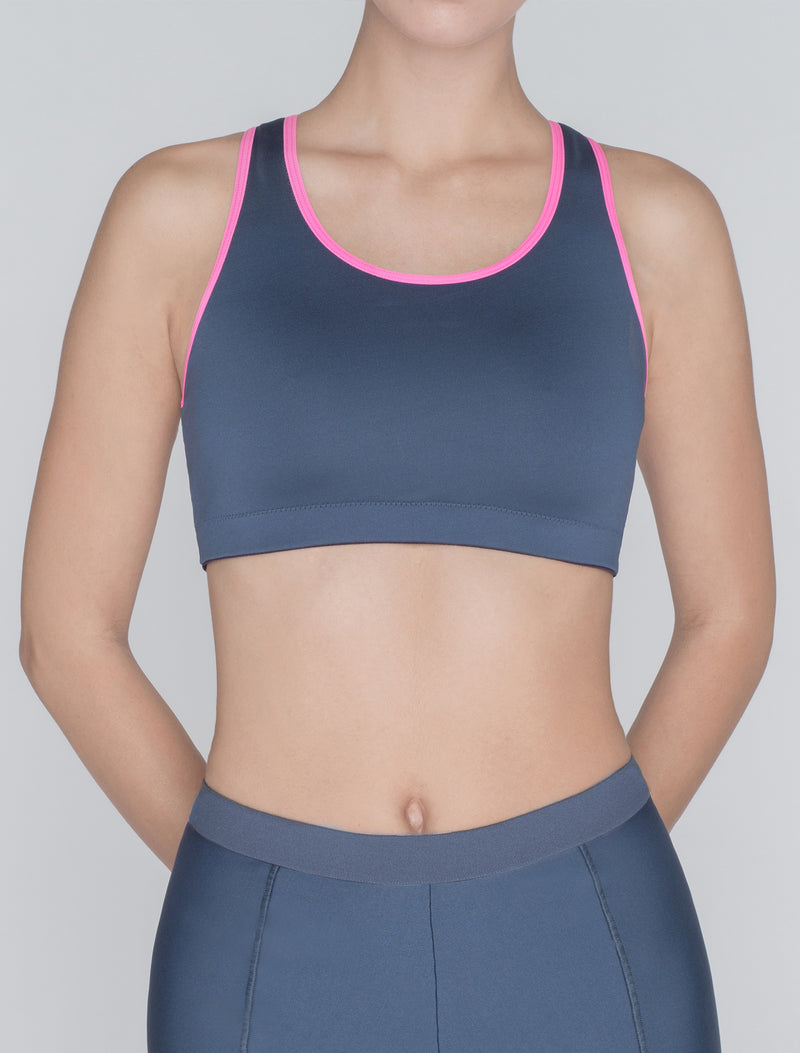 Lauma, Grey Short Tank Top, On Model Front, 49D90