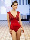 Lauma, Red Lace Bodysuit, On Model Front, 47H80