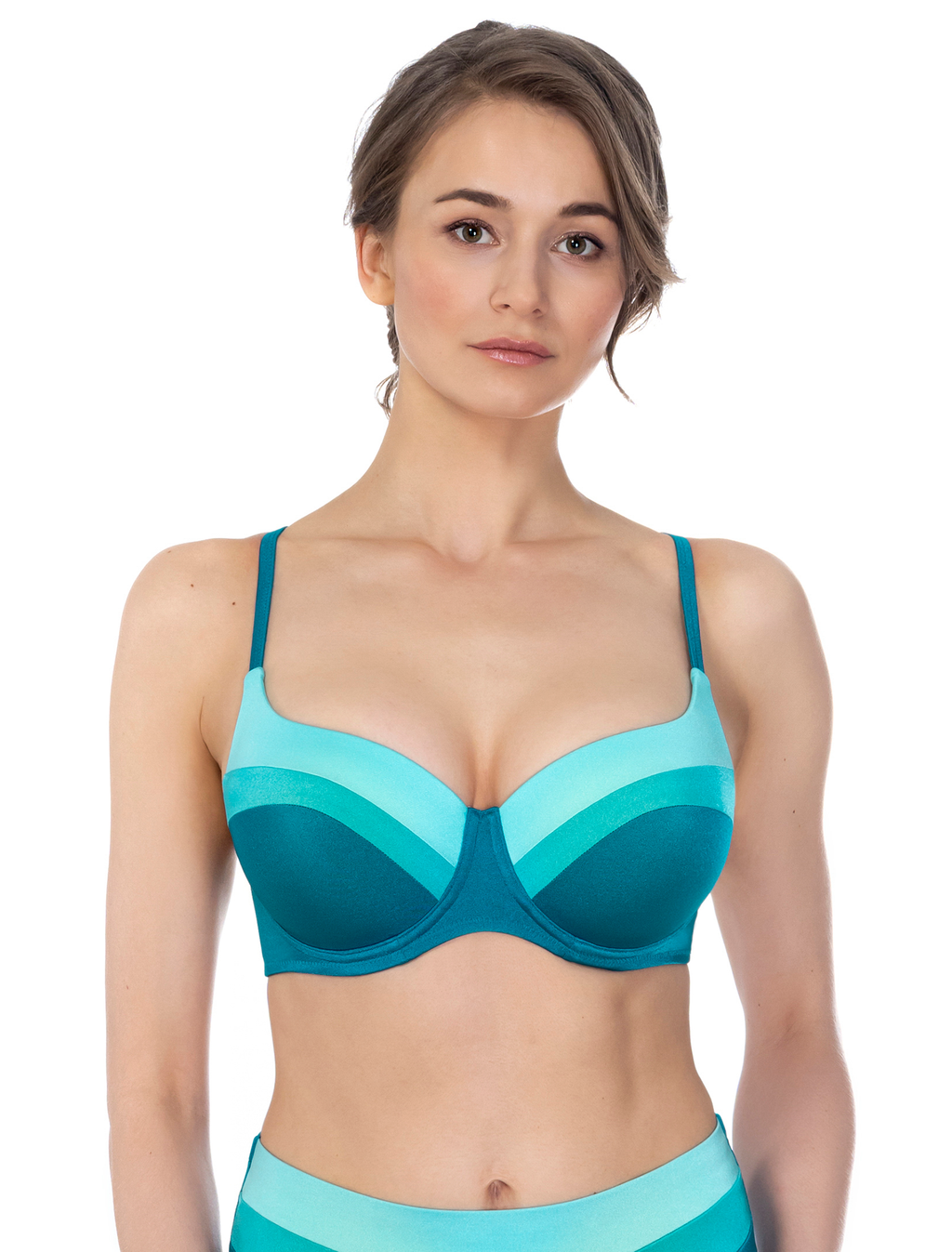 Lauma, Teal Color Bikini Top, On Model Front, 51K31