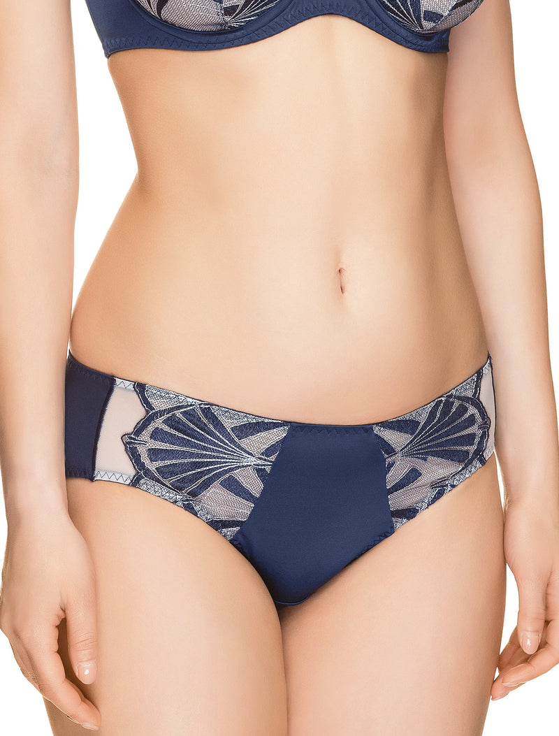 Lauma, Blue Mid Waist Panties, On Model Front, 53H50
