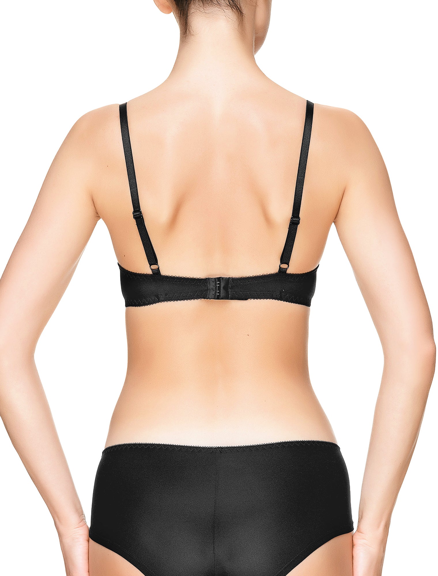 Lauma, Black Embroidery Plunge Push-up Bra, On Model Back, 53J35