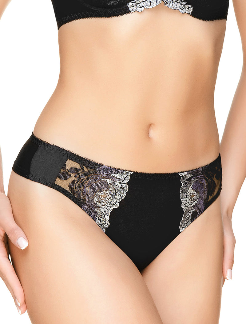 Lauma, Black Embroidery String Panties , On Model Front, 53J60