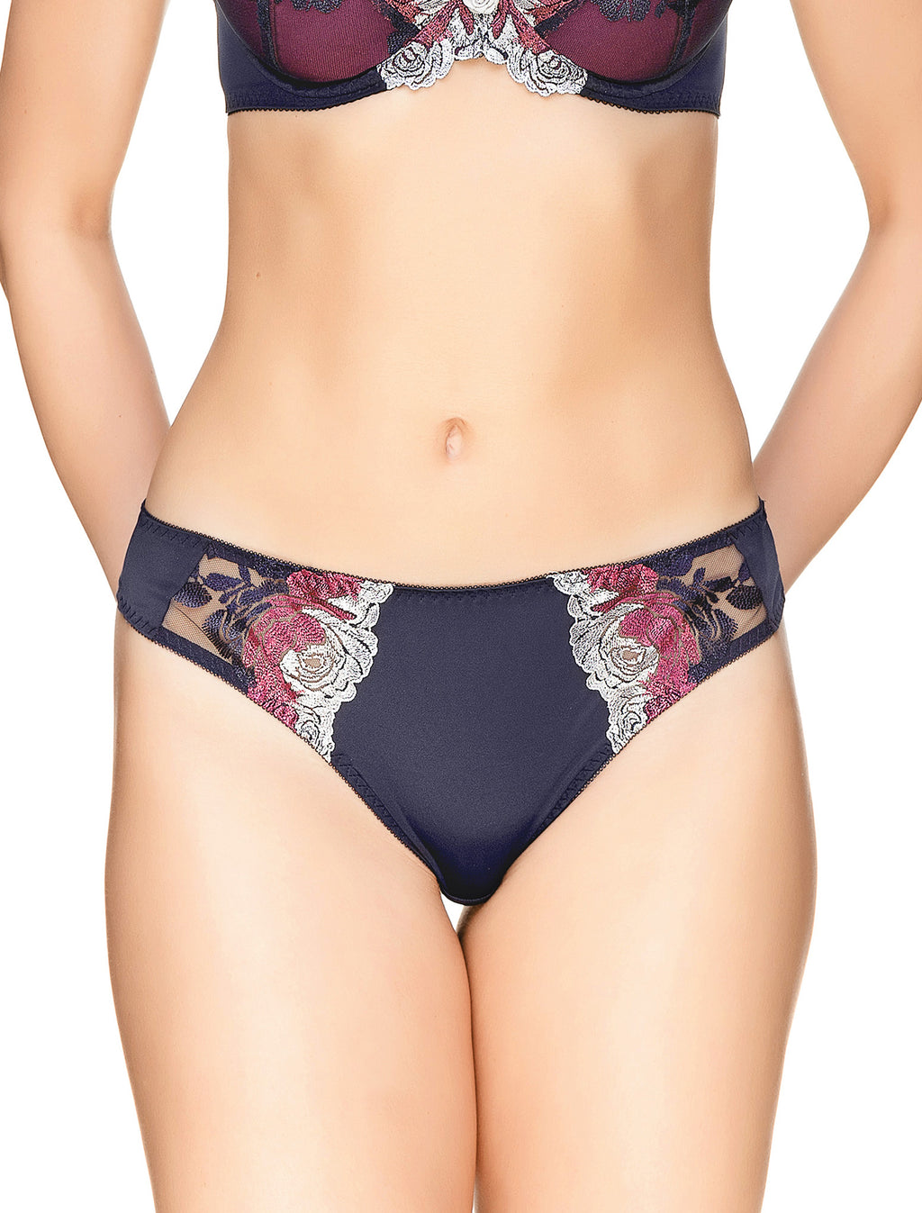 Lauma, Blue Embroidery String Panties , On Model Front, 53J60