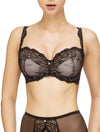 Lauma, Black Underwired Lace Bra, On Model Front, 54G40