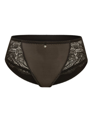 Lauma, Black Mid Waist Panties, On Model Front, 54G50