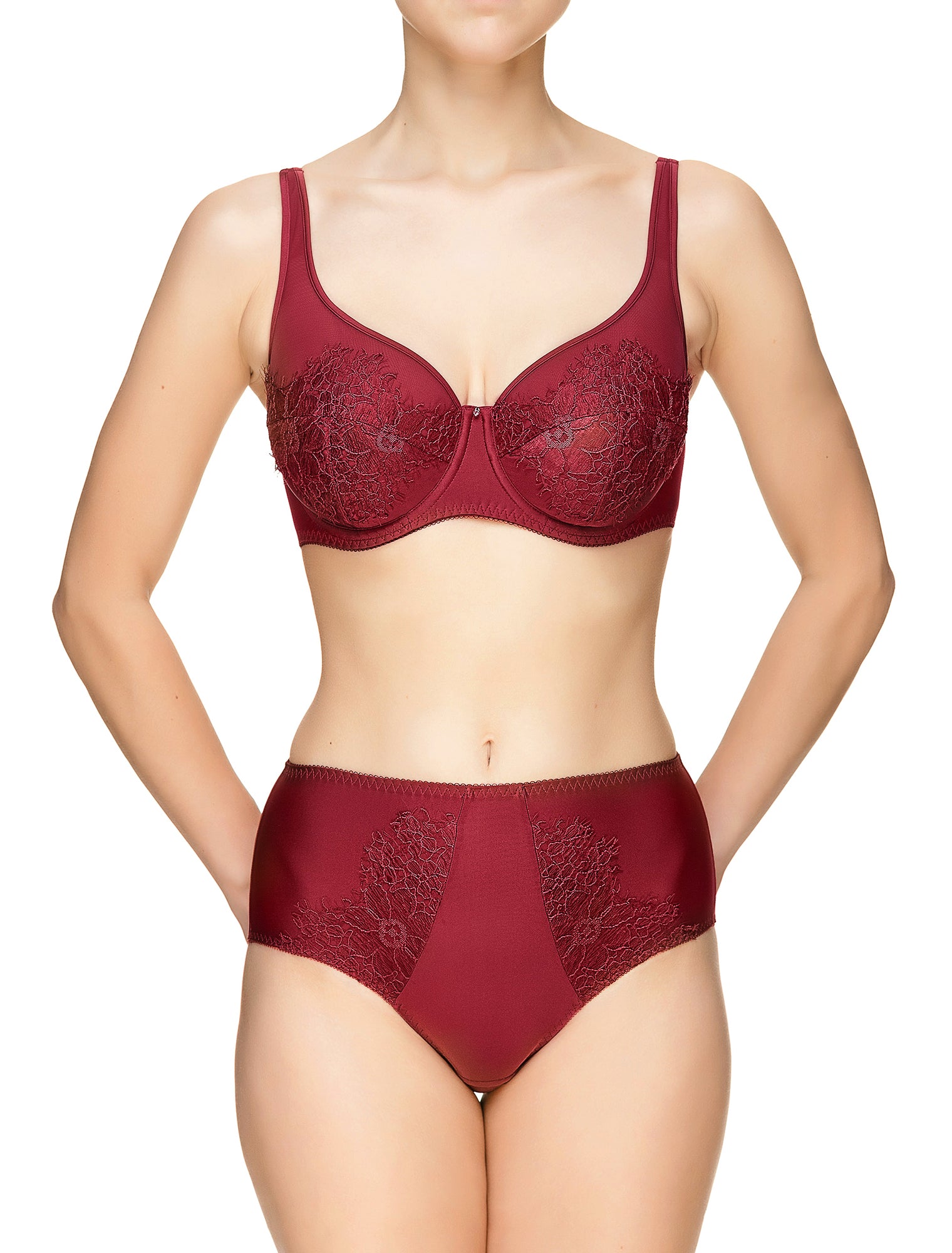 Lauma, Dark Red High Waist Panties, On Model Front, 61J51