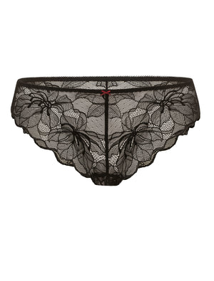 Lauma, Black Lace Brazilian Panties, On Model Front, 64G71