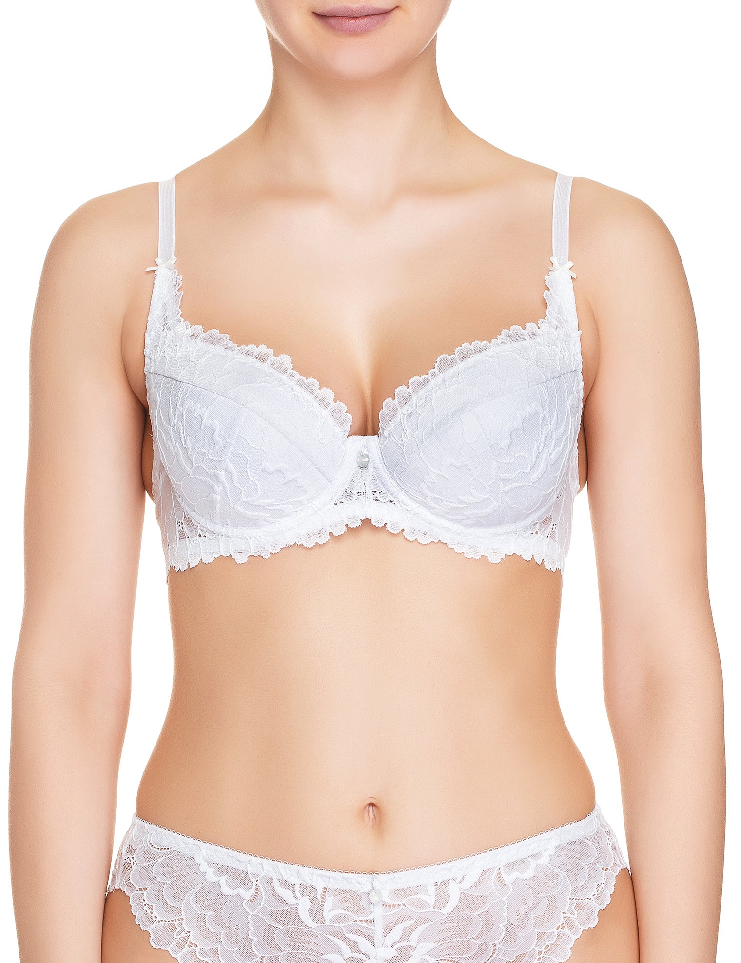 Lauma, White Lace Push Up Bra, On Model Front, 66H15