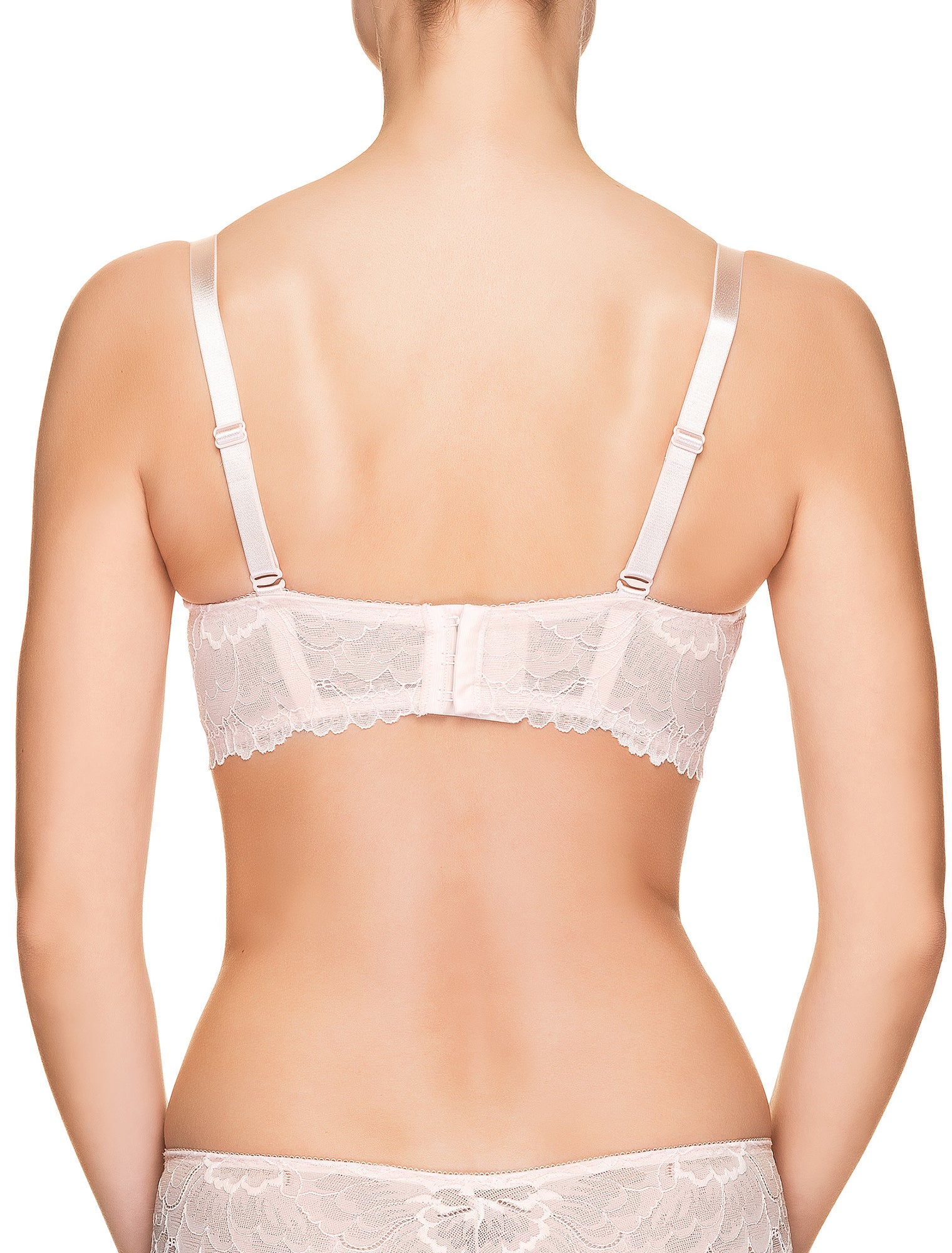 Lauma, Light Pink Lace Balconette Bra, On Model Back, 66H30