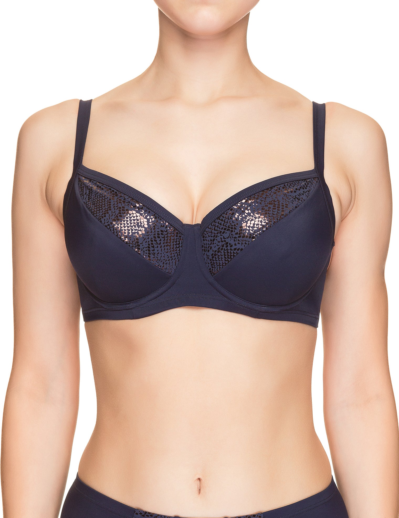 Lauma, Blue Underwired Bikini Top, On Model Front, 70H20