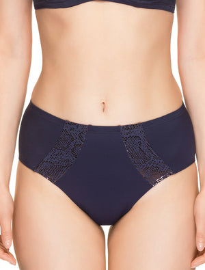 Lauma, Blue High Waist Bikini Bottom, On Model Front, 70H51