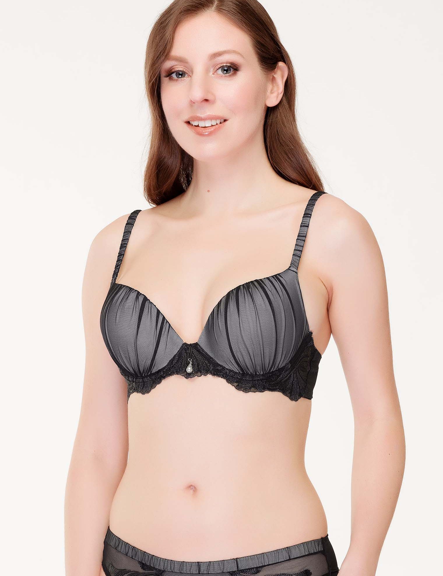 Lauma, Black Moulded Push-up Bra, On Model Front, 70J35