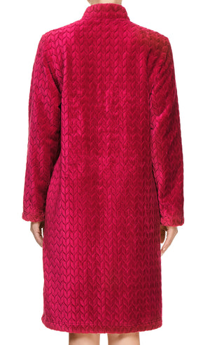 Lauma, Dark Red Fleece Robe, On Model Back, 72D74