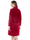 Lauma, Dark Red Warm Fleece Robe, On Model Back, 74D74