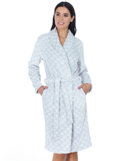 Lauma, Light Grey Fleece Robe, On Model Front, 72D81
