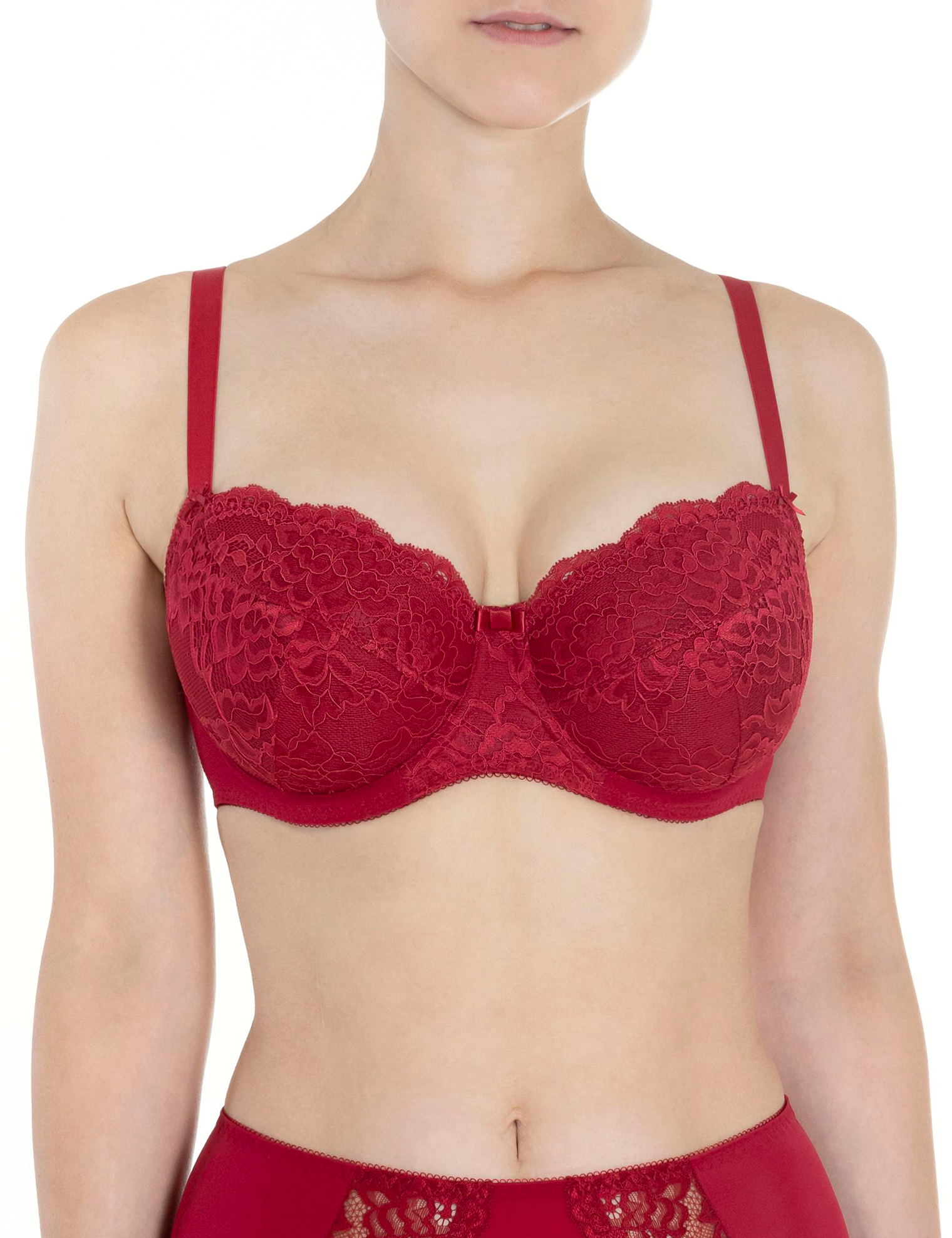 Lauma, Red Underwired Non-padded Bra, On Model Front, 72F20