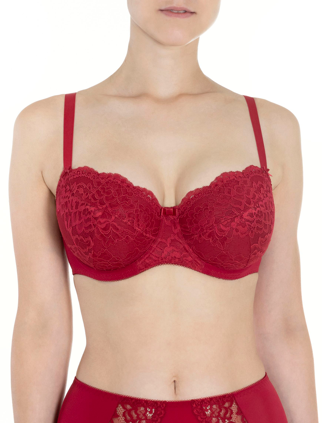 Lauma, Red Underwired Non-padded Bra, On Model Front, 72F20