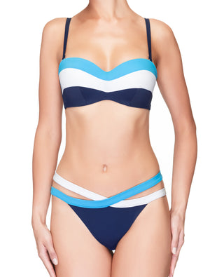 Lauma, Blue Bandeau Bikini Top, On Model Front, 74H30