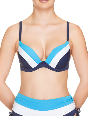Lauma, Blue Push Up Bikini Top, On Model Front, 74H35