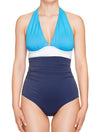 Lauma, Blue Halterneck Swimsuit, On Model Front, 74H80