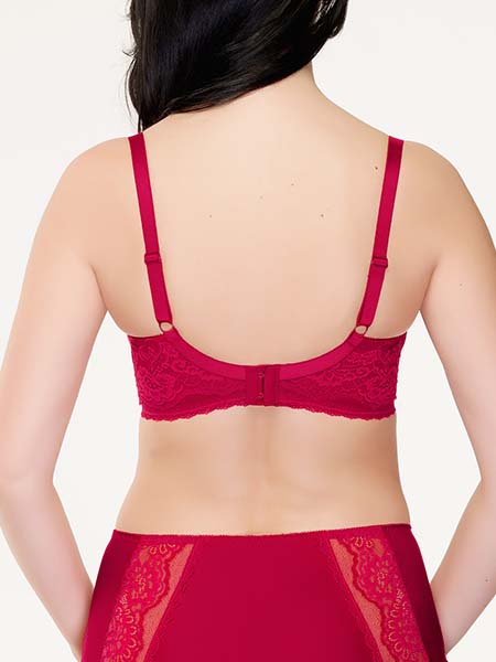 Lauma, Red Lace Non-padded Bra, On Model Back, 74J20