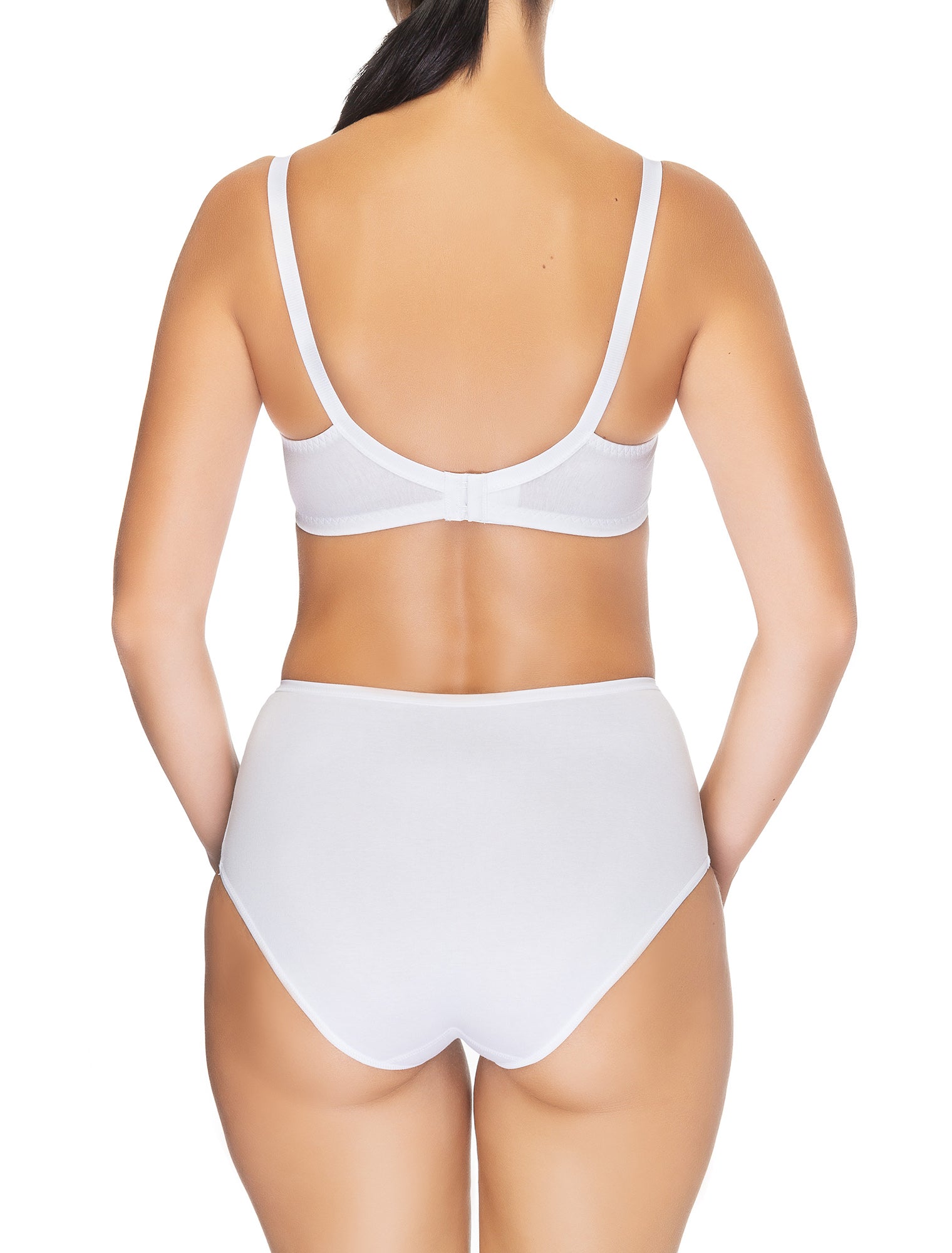 Lauma, White High Waist Cotton Panties, On Model Back, 15B58