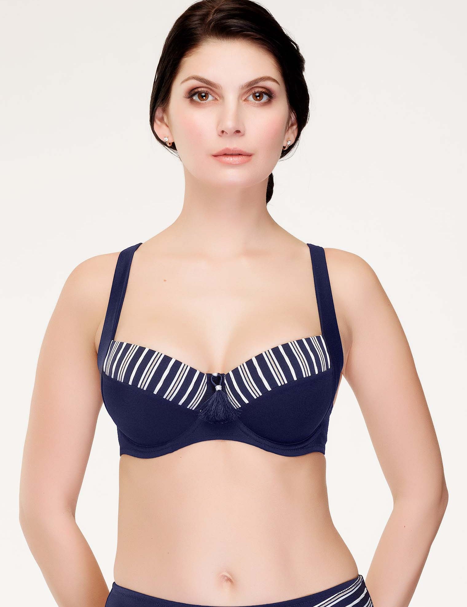 Lauma, Blue Non-padded Bikini Bra, On Model Front, 75J20