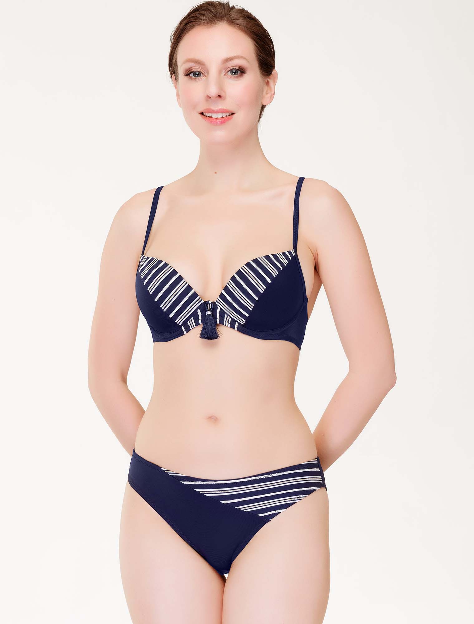 Lauma, Blue Push-up Bikini Bra, On Model Front, 75J35