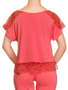 Lauma, Red Viscose Pyjama Top, On Model Back, 76H92