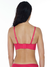 Lauma, Red Seamless Wireless Moulded Push Up Bra, On Model Back, 77D35