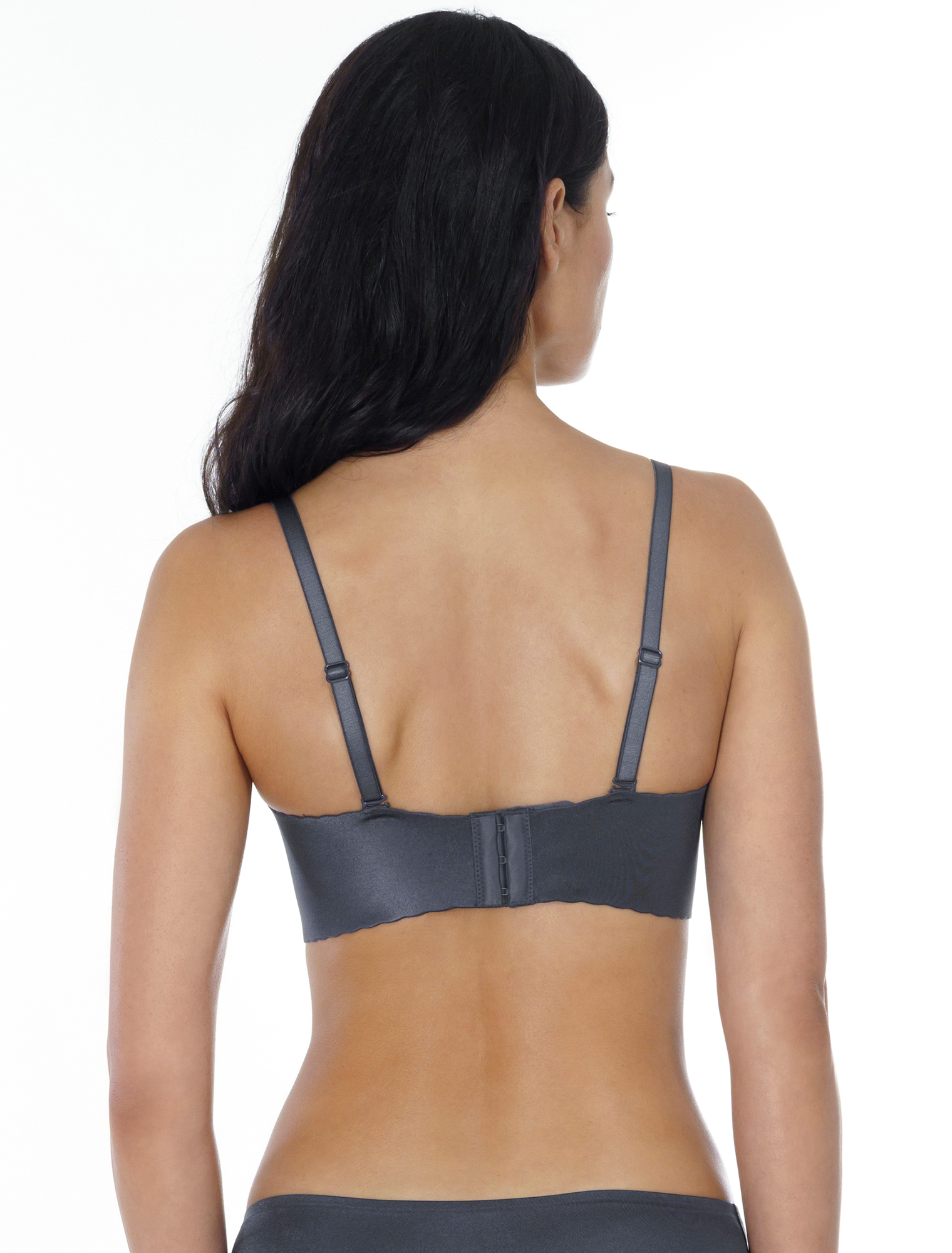 Lauma, Grey Seamless Wireless Moulded Push Up Bra, On Model Back, 77D35