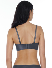 Lauma, Grey Seamless Wireless Moulded Push Up Bra, On Model Back, 77D35