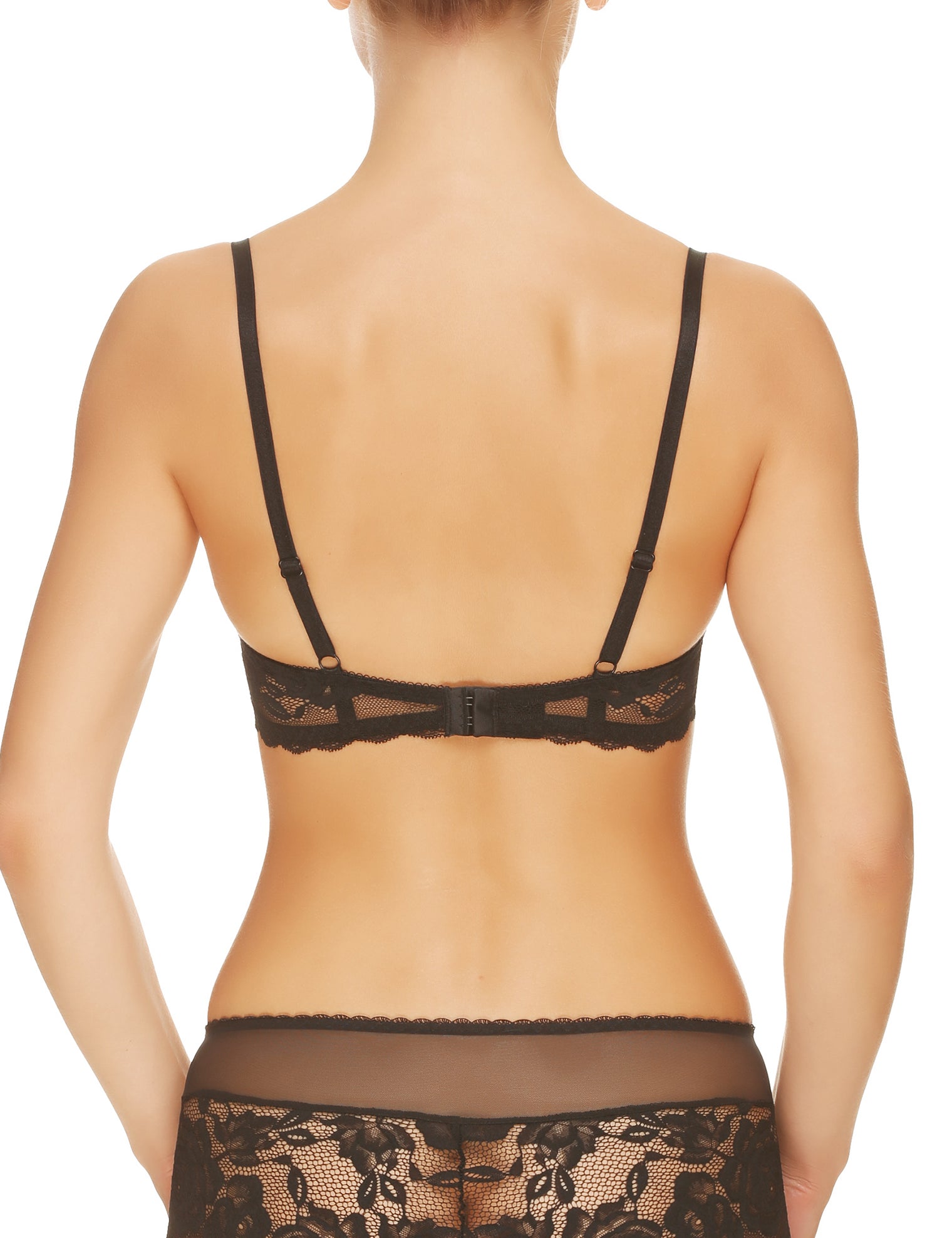 Lauma, Black Lace Push Up Bra, On Model Back, 77G12