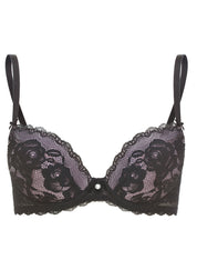 Lauma, Black Lace Push Up Bra, On Model Front, 77G12