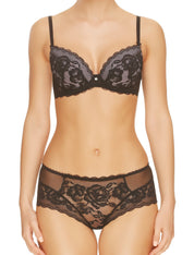 Lauma, Black Lace Push Up Bra, On Model Front, 77G12
