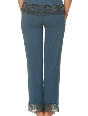 Lauma, Blue Viscose Pyjama Pants, On Model Back, 77G58