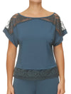 Lauma, Blue Viscose Pyjama Top, On Model Front, 77G91