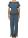 Lauma, Blue Viscose Pyjama Top, On Model Front, 77G91