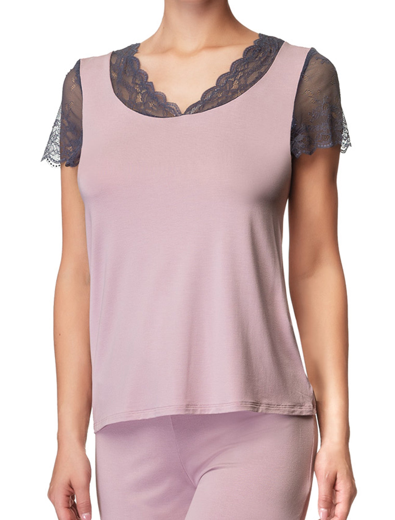 Lauma, Pink Pyjama Top, On Model Front, 77H92