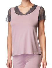 Lauma, Pink Pyjama Top, On Model Front, 77H92