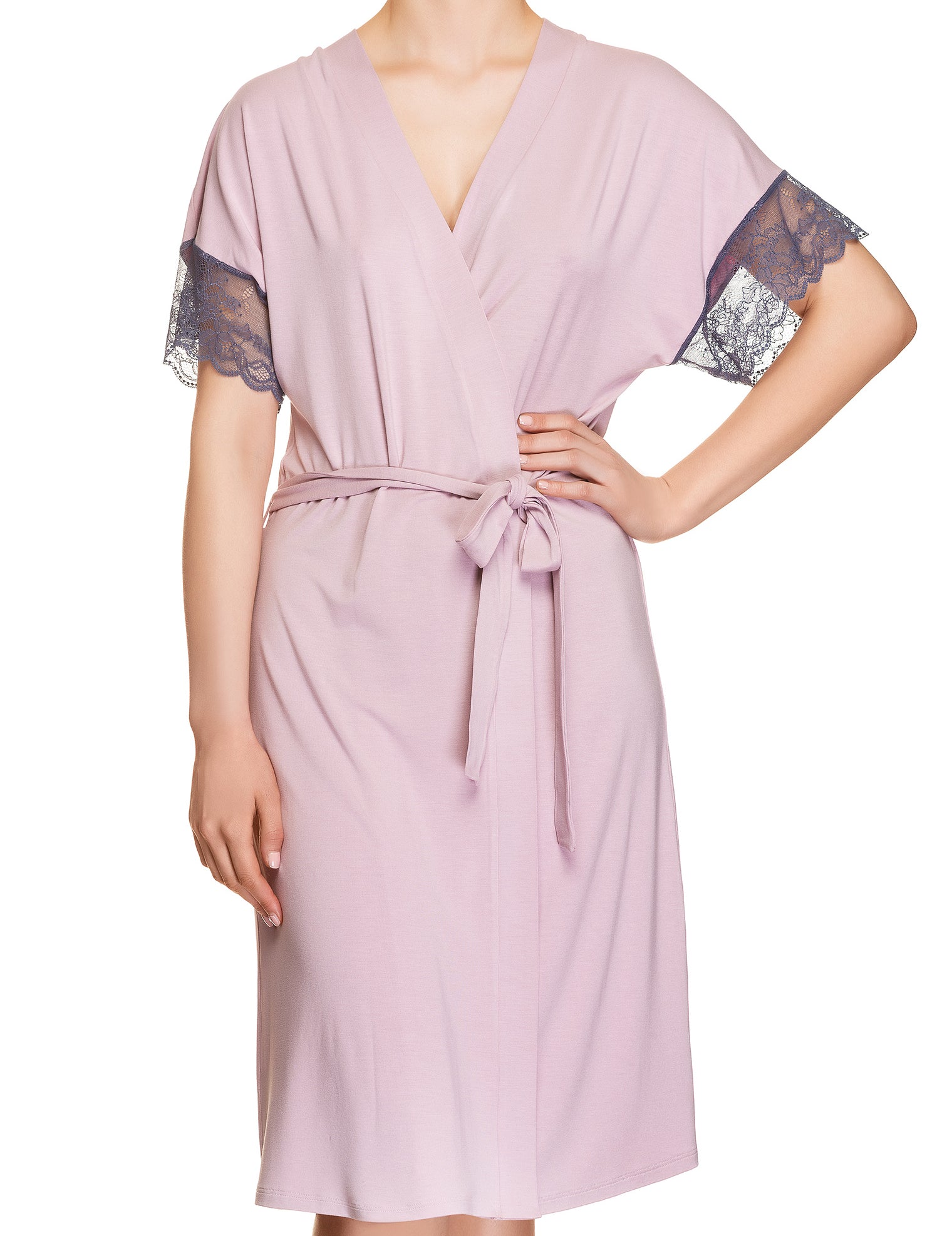 Lauma, Pink Viscose Robe, On Model Front, 77H98