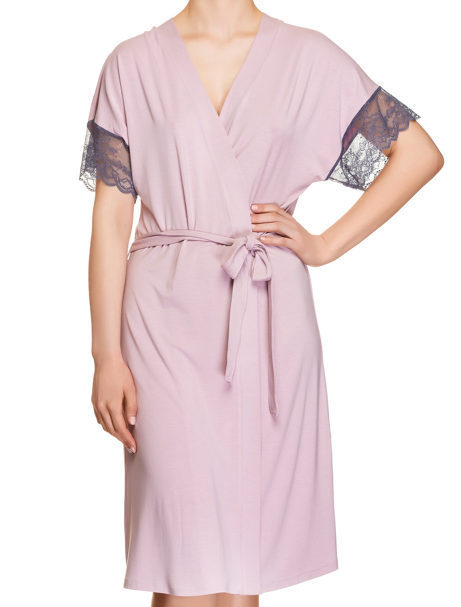 Lauma, Pink Viscose Robe, On Model Front, 77H98
