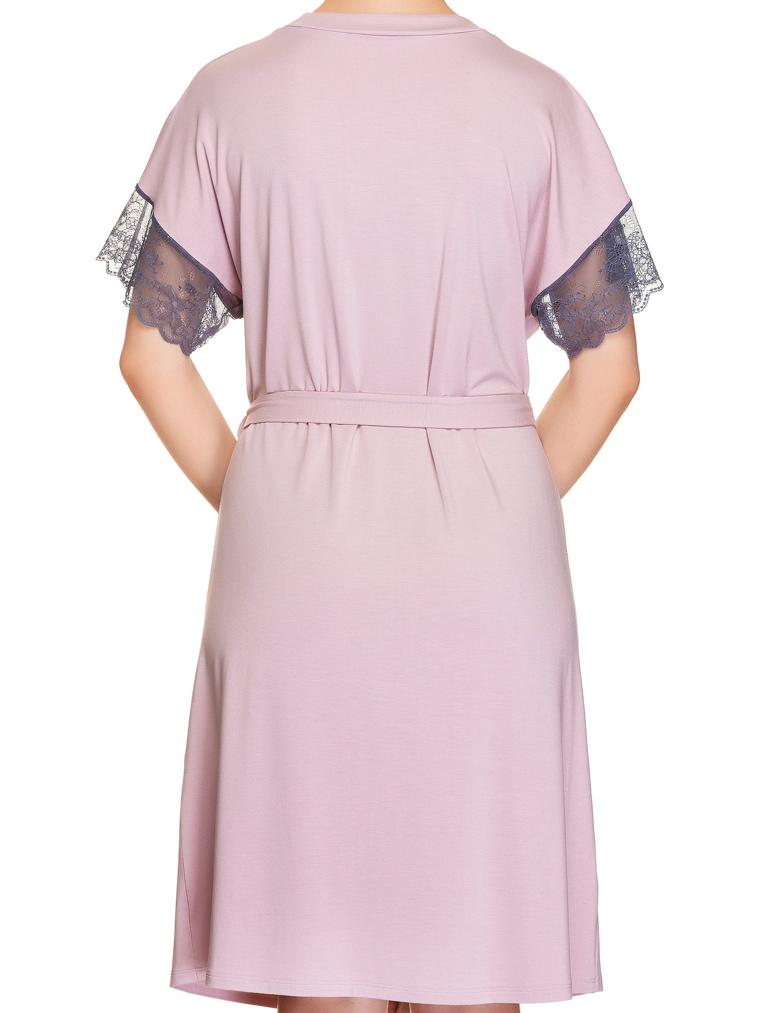 Lauma, Pink Viscose Robe, On Model Back, 77H98
