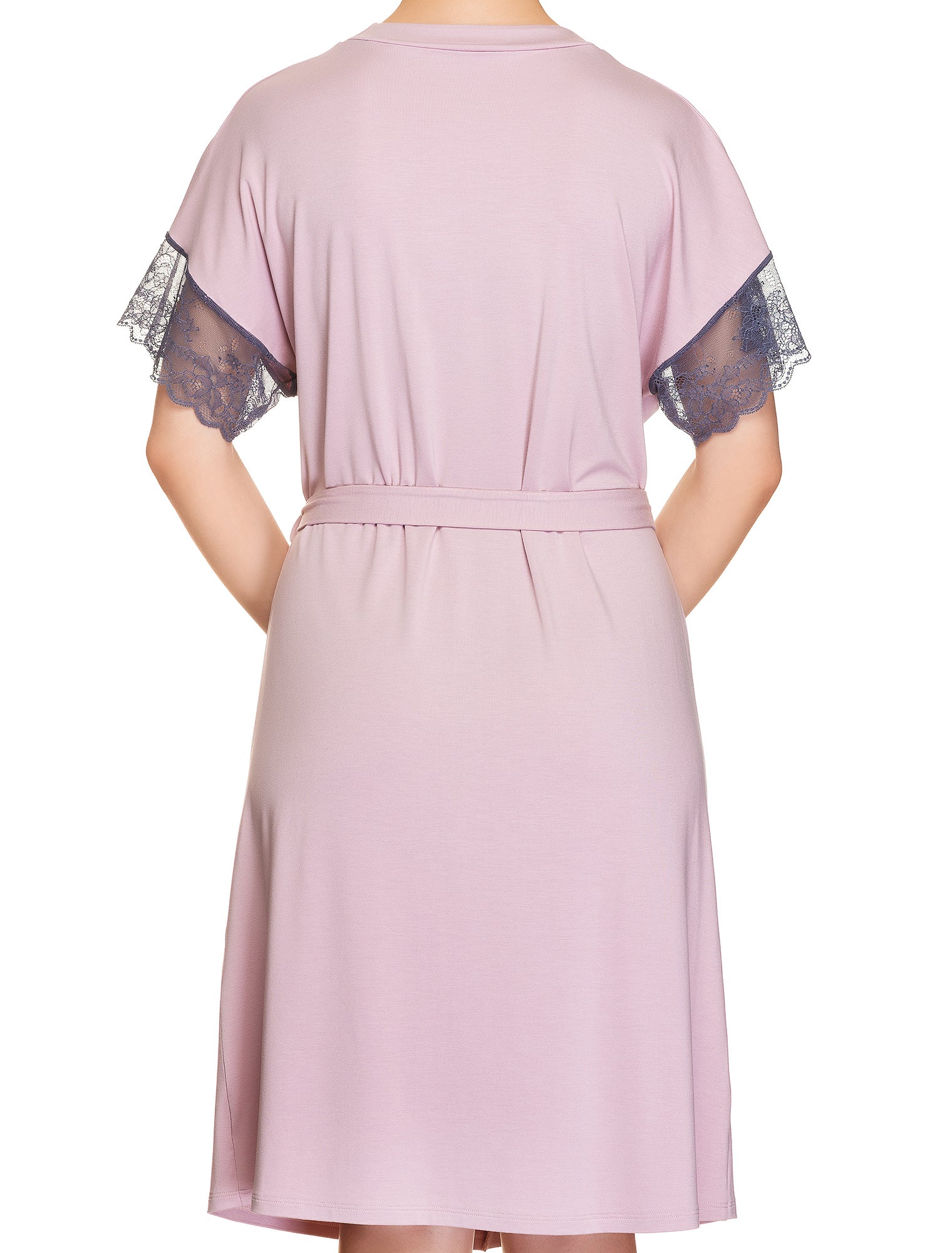 Lauma, Pink Viscose Robe, On Model Back, 77H98