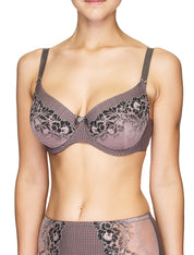 Lauma, Violet Lace And Print Half-padded Bra, On Model Front, 78H40  