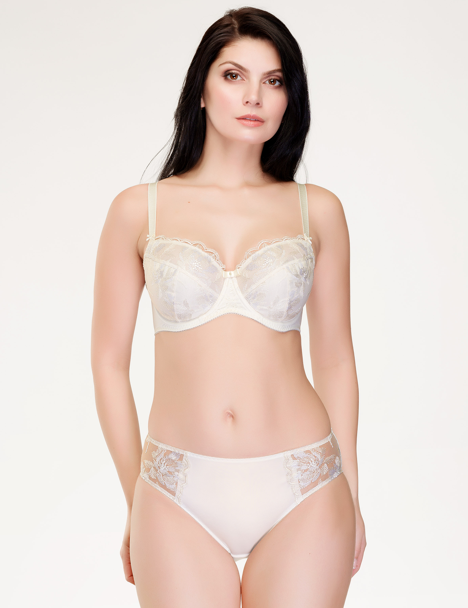 Lauma, Ivory Mid Waist Panties, On Model Front, 78J50
