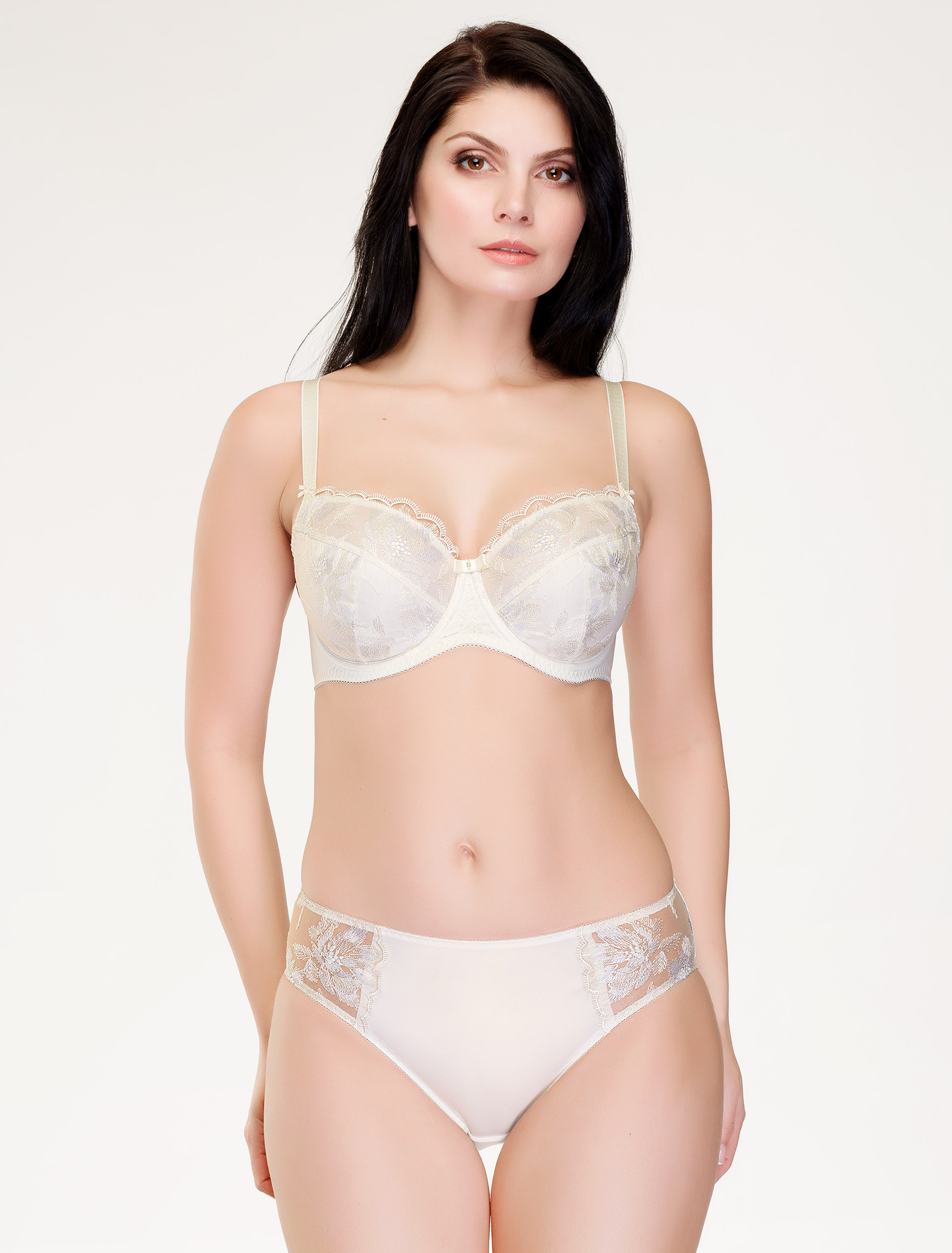Lauma, Ivory Mid Waist Panties, On Model Front, 78J50
