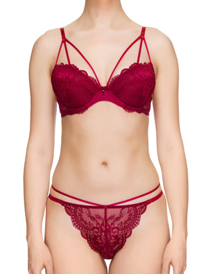 Lauma, Red Lace String Tanga, On Model Front, 83G61