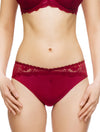 Lauma, Red Mid Waist Panties, On Model Front, 83G50