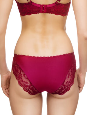 Lauma, Red Mid Waist Panties, On Model Back, 83G50